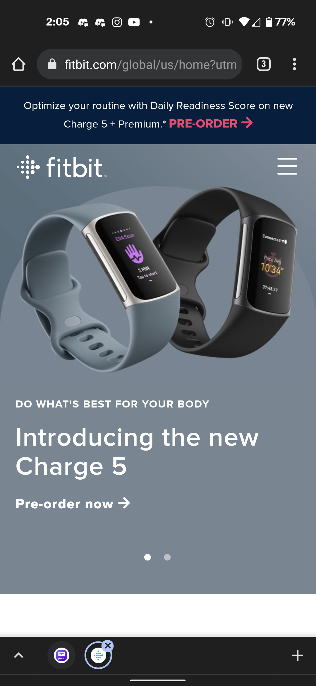 Screenshot of Fitbit's main page